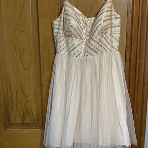 Aidan by Aidan Mattox Cream and Gold Maxi Dress